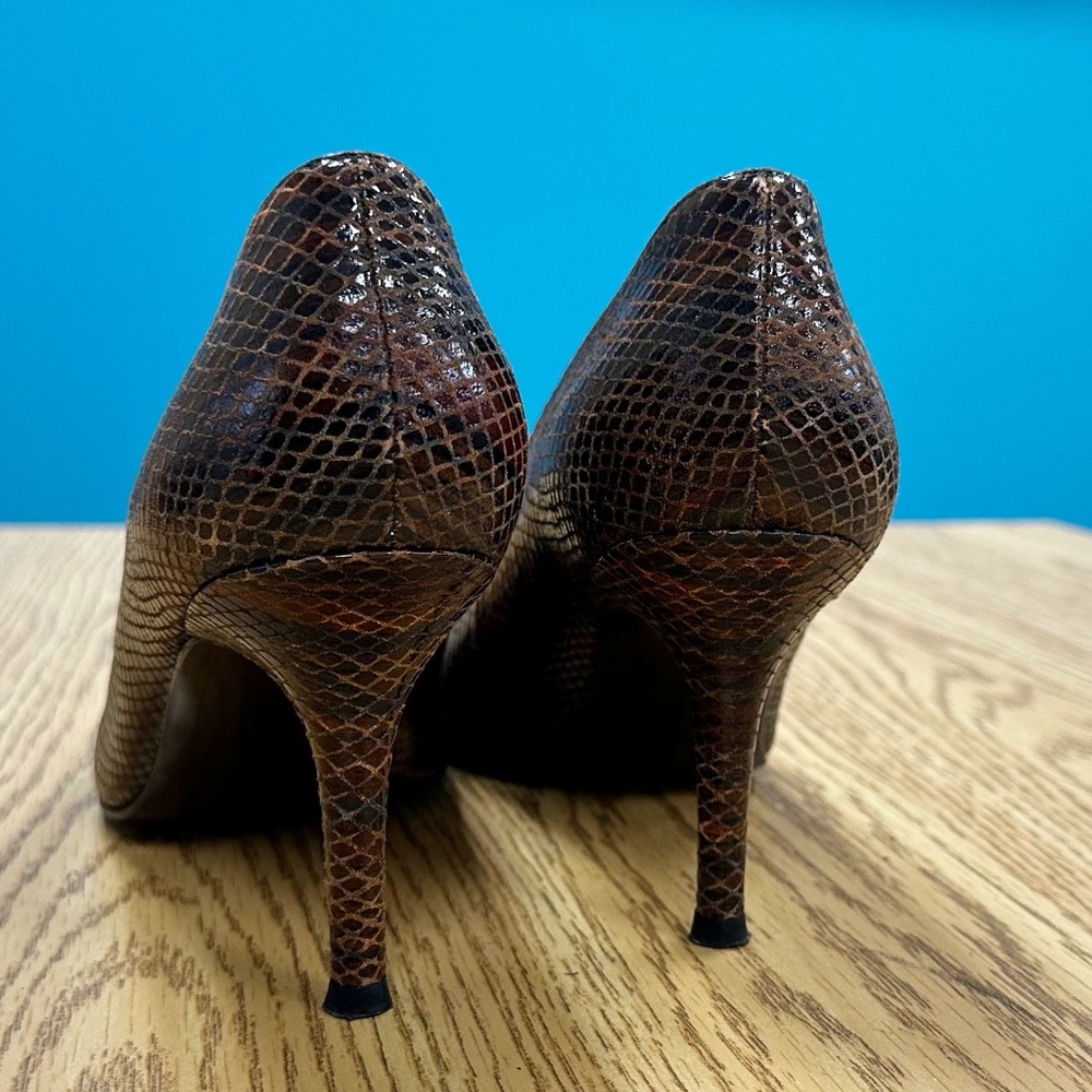 Stuart Weitzman Python Platform Peep-Toe Heels Sz… - image 2